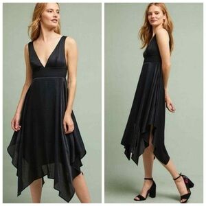 ✨ NWT Anthropologie Black Formal Midi Dress Size 4P – Elegant Evening Gown ✨